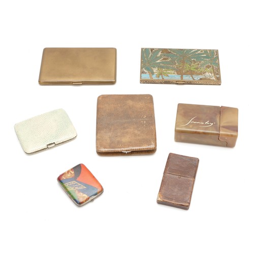 218 - A selection of seven mid 20th century cigarette cases, to include leather, reptile and shagreen cove... 