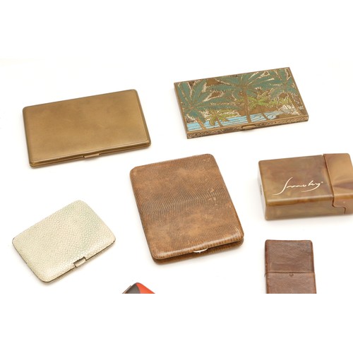 218 - A selection of seven mid 20th century cigarette cases, to include leather, reptile and shagreen cove... 