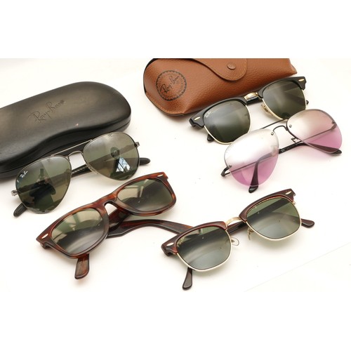 221 - Five pairs of Ray-Ban sunglasses, to include, a pair of Clubmasters, serial no. RB 3016 WO365 49 21 ... 