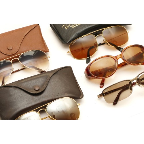 222 - Five pairs of Ray-Ban sunglasses, to include, a pair of Aviators, serial no. RB 3025 001 51 58 14 13... 