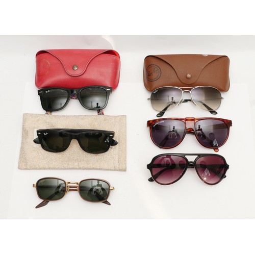 224 - Six pairs of sunglasses, to include, four pairs of Ray-Bans, a rectangular pair, serial no. RB 2132 ... 