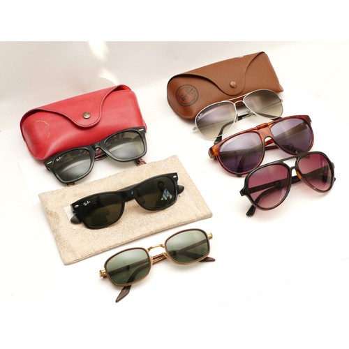 224 - Six pairs of sunglasses, to include, four pairs of Ray-Bans, a rectangular pair, serial no. RB 2132 ... 