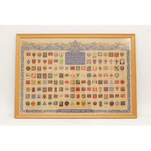 270 - British Army, formation badges 1939-1945 framed print, produced by the National Savings Bank, 50 x 7... 