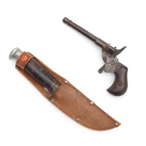 275 - A late 19th century postman's dog scarer blank firing pistol, marked D.R.G.M, J.G.A and together wit... 