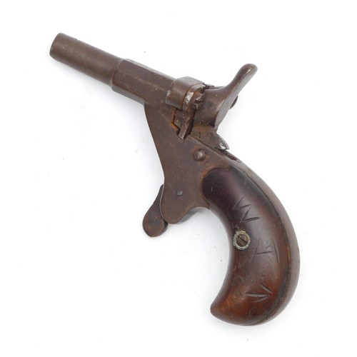 277 - A late 19th century postman's dog scarer blank firing pistol, patented 16 with the broad arrow etche... 