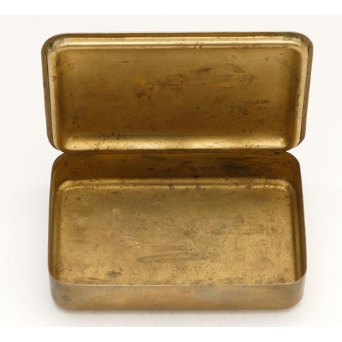 284 - A WWI brass Queen Mary 1914 Christmas tin, 13
x 8.5cm.