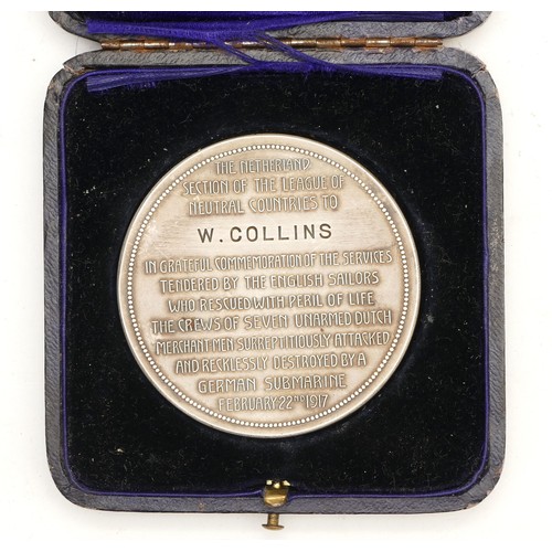 288 - A League of Neutral Countries medallion, presented to W. Collins by the Netherlands, for his commemo... 