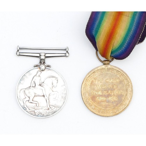 290 - WWI pair of War and Victory medals, awarded to 81881 GNR. J. Page R.A.