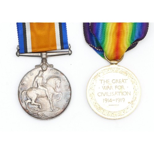 295 - WWI pair of War and Victory medals, awarded to 3467 PTE. F. H. Morgan R.W Fusiliers.