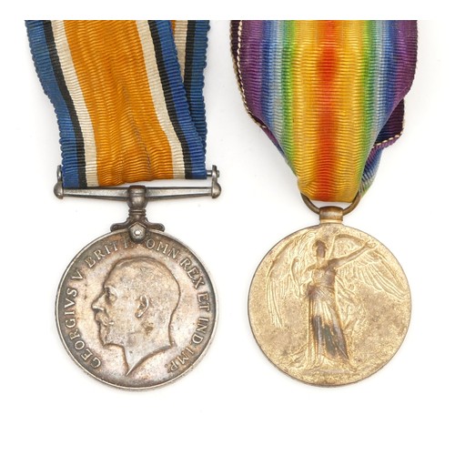 297 - WWI pair of War and Victory medals, awarded to 41469 PTE. W. Scott. South Staffordshire Regiment.