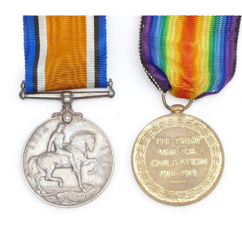 299 - WWI pair of War and Victory medals, awarded to 4831 CPL. H. J. Lavington. 18th London Regiment