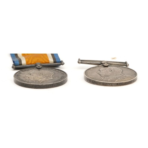 301 - WWI pair of War and Long Service In The Volunteer Force medals, awarded to 1970 GNR. R. Keeys. 4/Dur... 