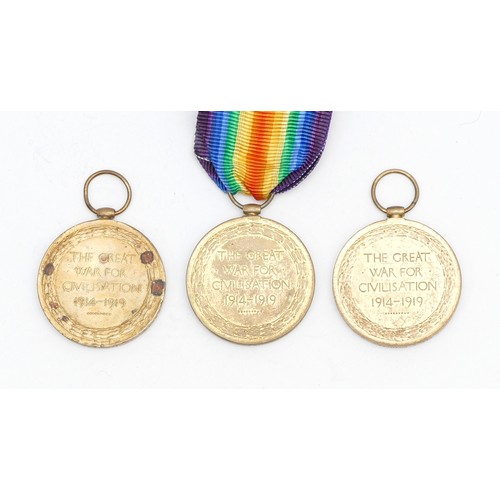 302 - WWI Trio of Victory medals, awarded to 54846 PTE. T. Heath. Hampshire, 812018 PTE. T. Heeks. 47-Cana... 