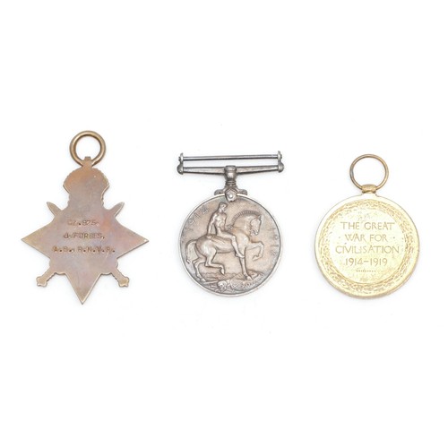 306 - WWI trio of War, Victory and the 1914-1915 Star, awarded to CZ. 925. J. Forbes. A.B. R.N.V.R.