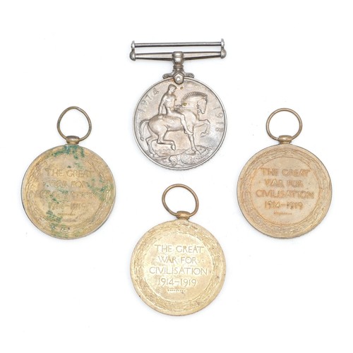 316 - WWI four medals to include War and Victory, War awarded to 33655 PTE. R. W. Goddard. L. N. Lancashir... 