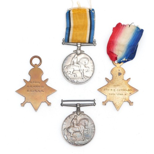 317 - WWI Four medals to include the 1914-1915 Star and War, 1914-1915 Star and War awarded to 2039 PTE. P... 