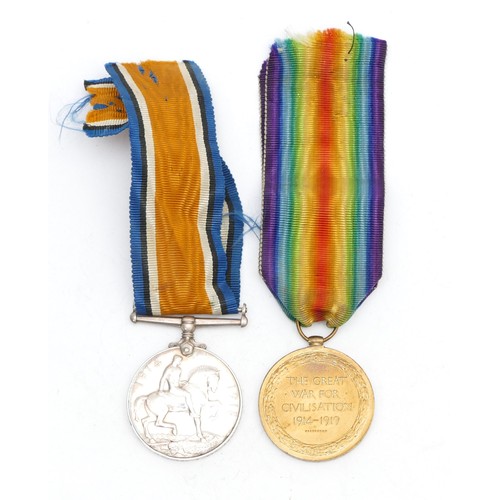 320 - WWI pair of War and Victory medals, awarded to S-361673 PTE. P. Wetherill. A.S.C.