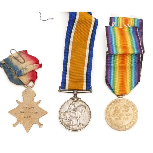 330 - WWI trio of War, Victory and the 1914-1915 Star, awarded to T4-060279 DVR. E. H. Moreby. A.S.C.