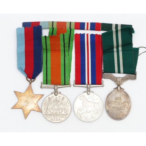 345 - WWII 1939-1945 Star, War, Defence and R.A.F Efficiency medal, awarded to FG. OFF. D.A.J. Coates. R.A... 