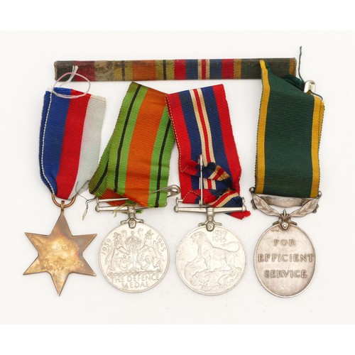 354 - WWII 1939-1945 Star, War, Defence and Territorial medal, awarded to 3851218 C.SGT. J. McNulty. R.B.