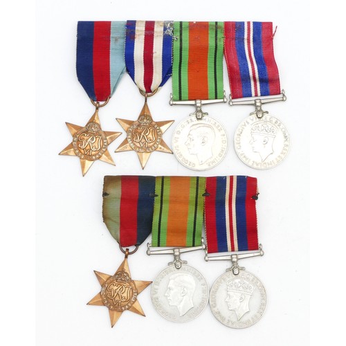 356 - WWII two mounted medal groups, Two 1939-1945 Stars, France And Germany Star, two War and two defence... 