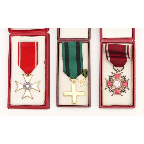 364 - Three WWII Polish medals, to include The Order of Polonia, Partisan Cross, with miniature and Cross ... 