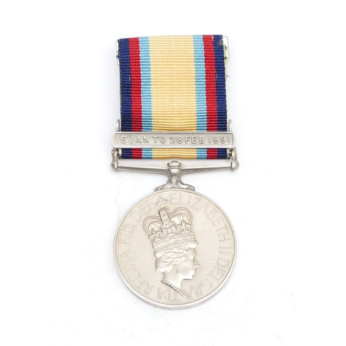 369 - ERII Gulf War medal, clasped 16th Jan to 28th Feb 1991, awarded to SPTO B. Williams. DGSAP, boxed.