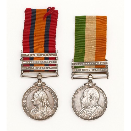 381 - An Anglo-Boer War pair of the 1901-1902 King Edward VII, clasped South Africa 1901-1902 and the 1899... 