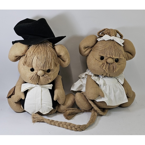 169A - Kartoffelkinder plush mice creations by Ingeborg Aigners of Germany, a hessian with fabric clothing ... 