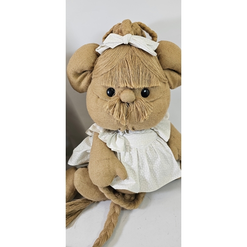 169A - Kartoffelkinder plush mice creations by Ingeborg Aigners of Germany, a hessian with fabric clothing ... 