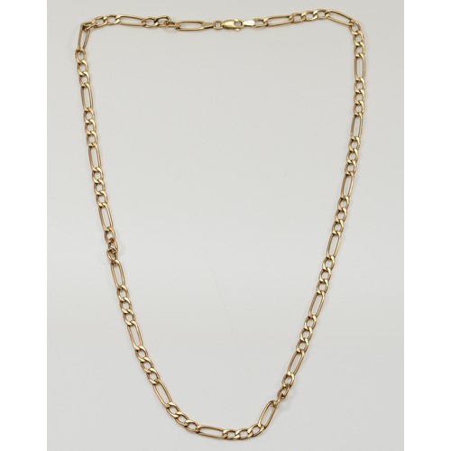 12 - A 9ct gold figaro link chain necklace, Birmingham, 5.5g, 51cm.