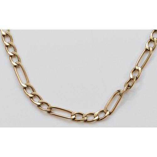 12 - A 9ct gold figaro link chain necklace, Birmingham, 5.5g, 51cm.