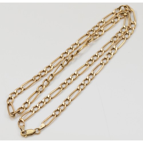 12 - A 9ct gold figaro link chain necklace, Birmingham, 5.5g, 51cm.