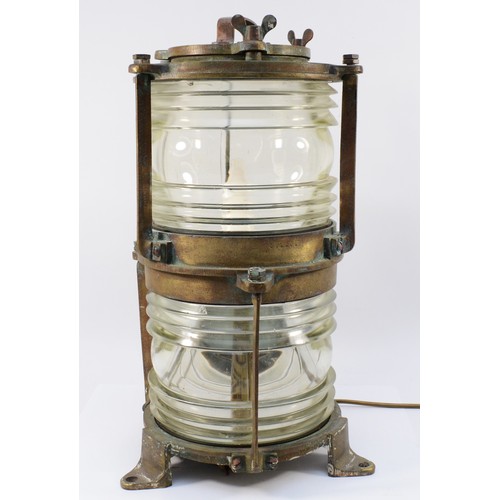 18 - Nautical Interest; A brass anchor lantern, stamped Birmingham, 1927, and later converted to electric... 