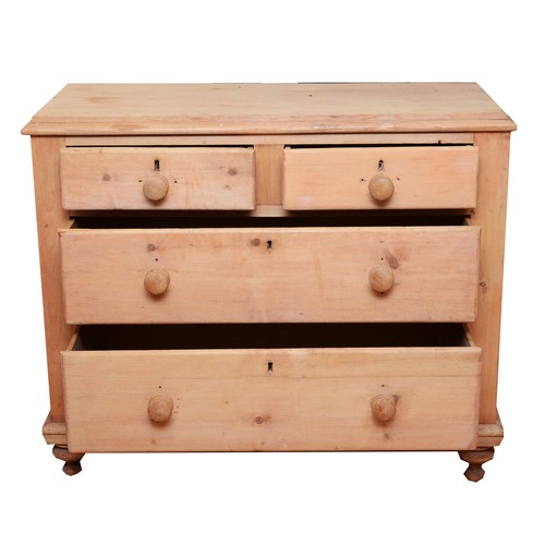 25 - A Victorian pine chest of drawers, composed of two short over two long drawers, H-91cm x 49 x 110.