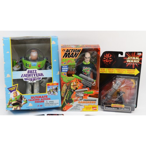 52 - Five figurines related to Film and Television, to include, three Hasbro Star Wars: The Phantom Menac... 