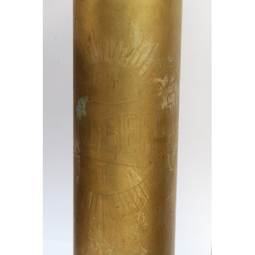 53 - Trench Art, WWI, two shell cases, incised with Bove, 1914-1918 and Albert, 1914-18, the Battle of Al... 