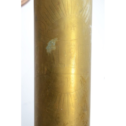 53 - Trench Art, WWI, two shell cases, incised with Bove, 1914-1918 and Albert, 1914-18, the Battle of Al... 