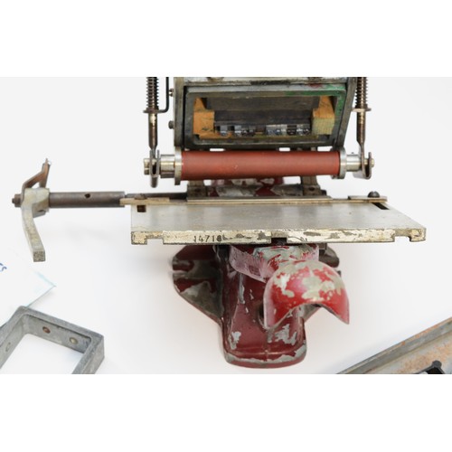 61 - An Adana letter press, no. 781146 and 800575, with an assortment of accessories, to include, an Adan... 