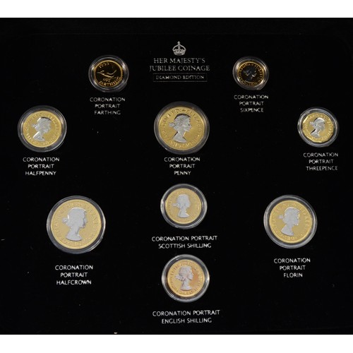 74 - The London Mint Office, Her Majesty Queen Elizabeth II Diamond Jubilee nine coin proof set, 22ct gol... 