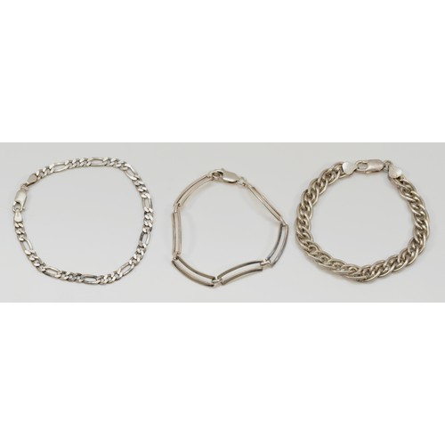 118 - Three silver bracelets, 34gm