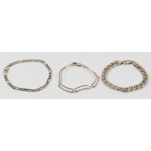 118 - Three silver bracelets, 34gm