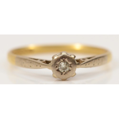 196 - An 18ct gold and brilliant cut diamond solitaire ring,  Birmingham 1968, P, 2.1g