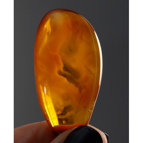 219 - A 9ct gold vintage amber pendant, 40mm x 20mm, 5.6g