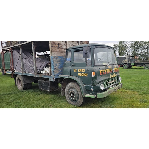 1974 Bedford TK 330 Diesel 5 Speed Flatbed Truck. Registration number WUA 195N. Chassis number EJR3BCO, DW111012. Engine number TBC.
Sold with the V5C, keys.
The TK range replaced the Bedford S type in 1960, and continued in production until 1992. A familiar sight on British roads, the Bedford TK revelled in its own advert slogan ‘You See Them Everywhere’. And indeed you did, as these mid-sized workhorses were reputed to be sturdy and dependable. Produced in many forms, including fire engines, tippers, military and flatbeds the TK was the quintessential light truck in the UK.
WUA has been used as a twin deck truck for our vendors vintage fairground equipment and is in running order. It has the very useful 5 speed gearbox fitted.