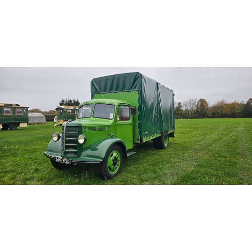  1958 Bedford O type flatbed truck, petrol with Tangye hot tube Stationary Engine. Registration numbe... 