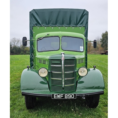  1958 Bedford O type flatbed truck, petrol with Tangye hot tube Stationary Engine. Registration numbe... 