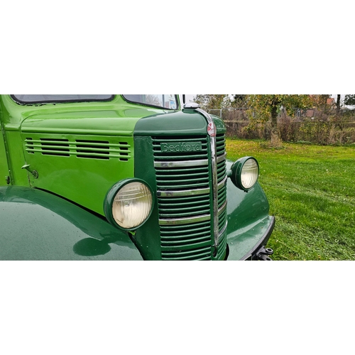  1958 Bedford O type flatbed truck, petrol with Tangye hot tube Stationary Engine. Registration numbe... 