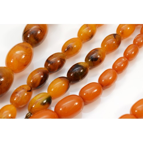 1 - A Bakelite honey amber bead necklace, 24 - 10mm, 36gm and another Bakelite bead necklace