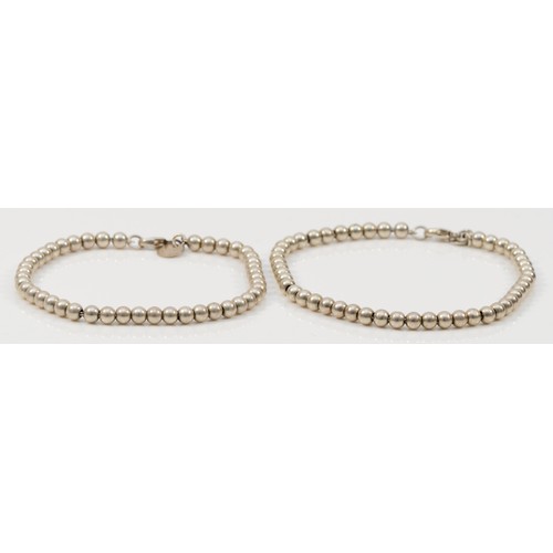 45 - Tiffany & Co., two silver bead bracelets, 18.5cm, 11gm